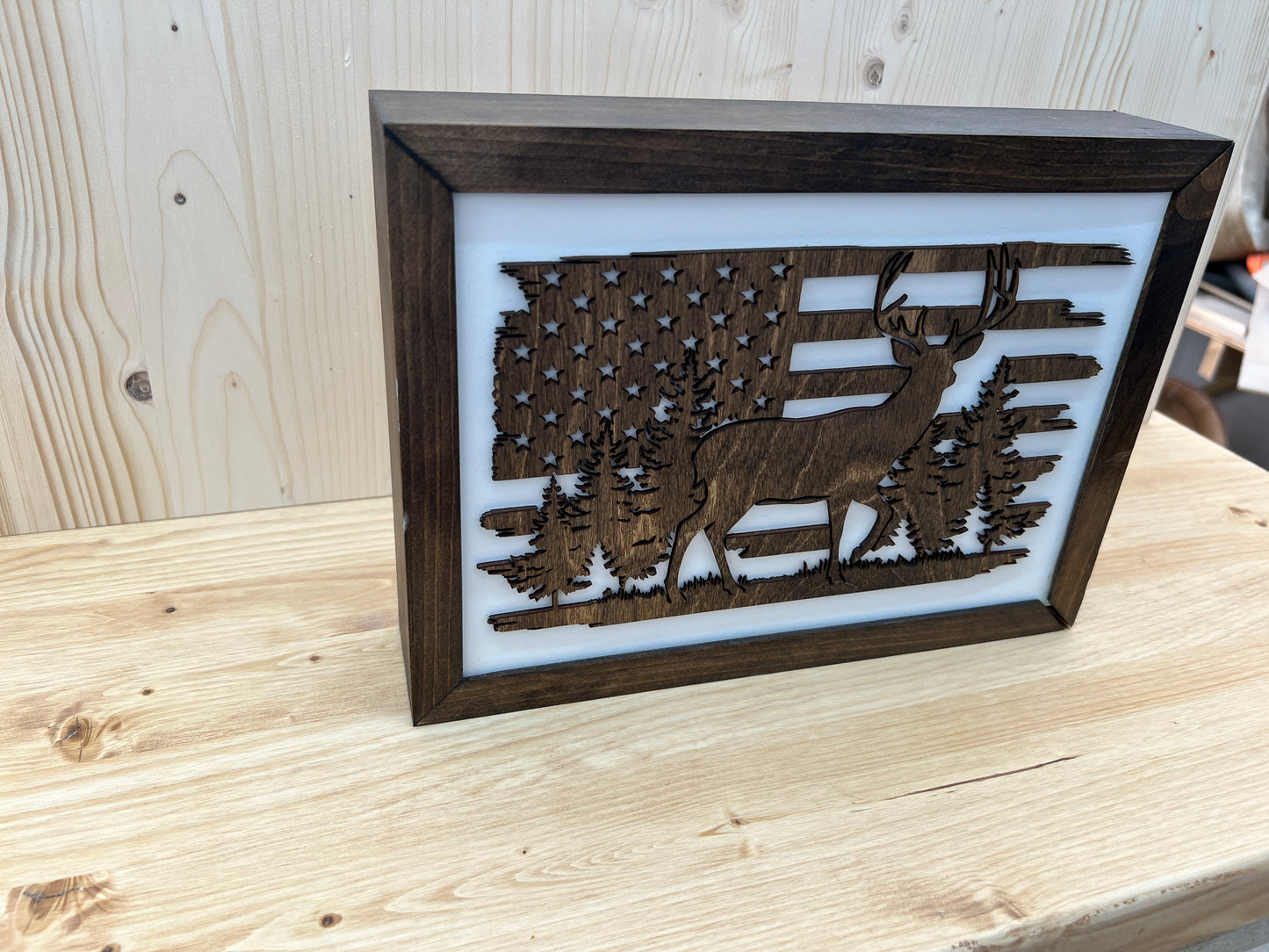 Hidden Gun Storage with American Flag & Deer