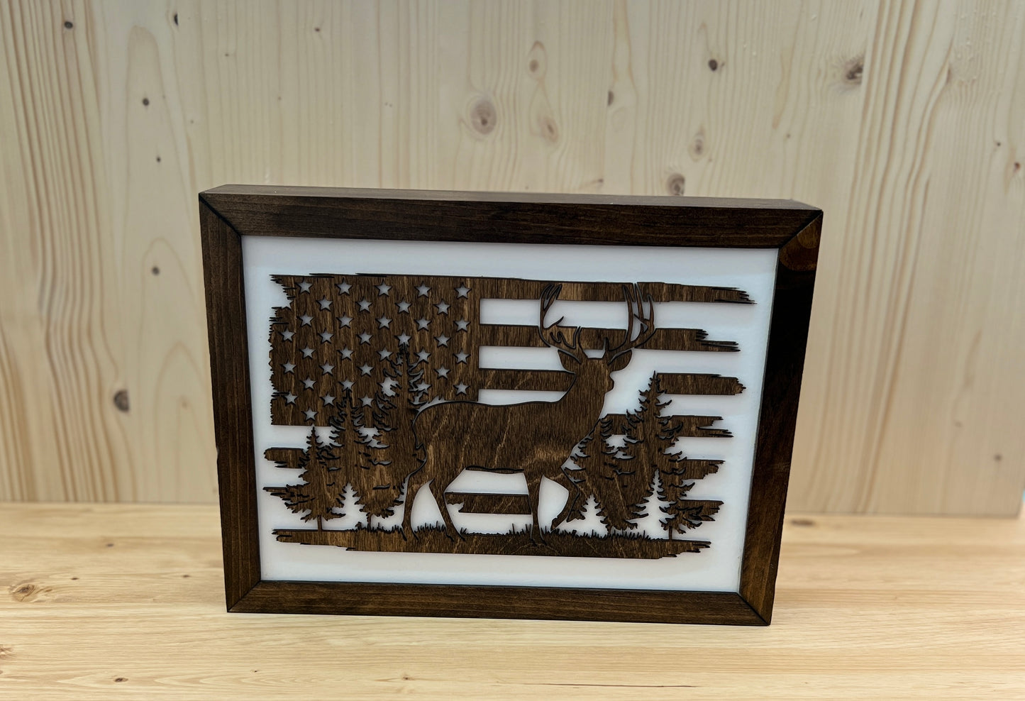 Hidden Gun Storage with American Flag & Deer