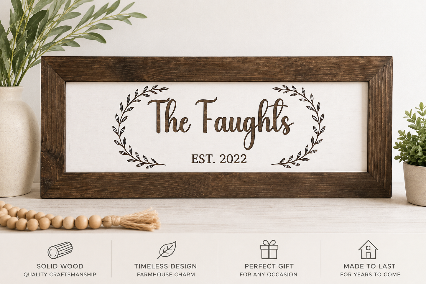 Personalized Hidden Gun Cabinet - Script with Wreath