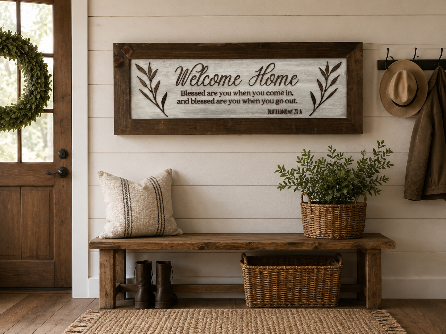 Bible Verse Hidden Gun Cabinet - Welcome Home