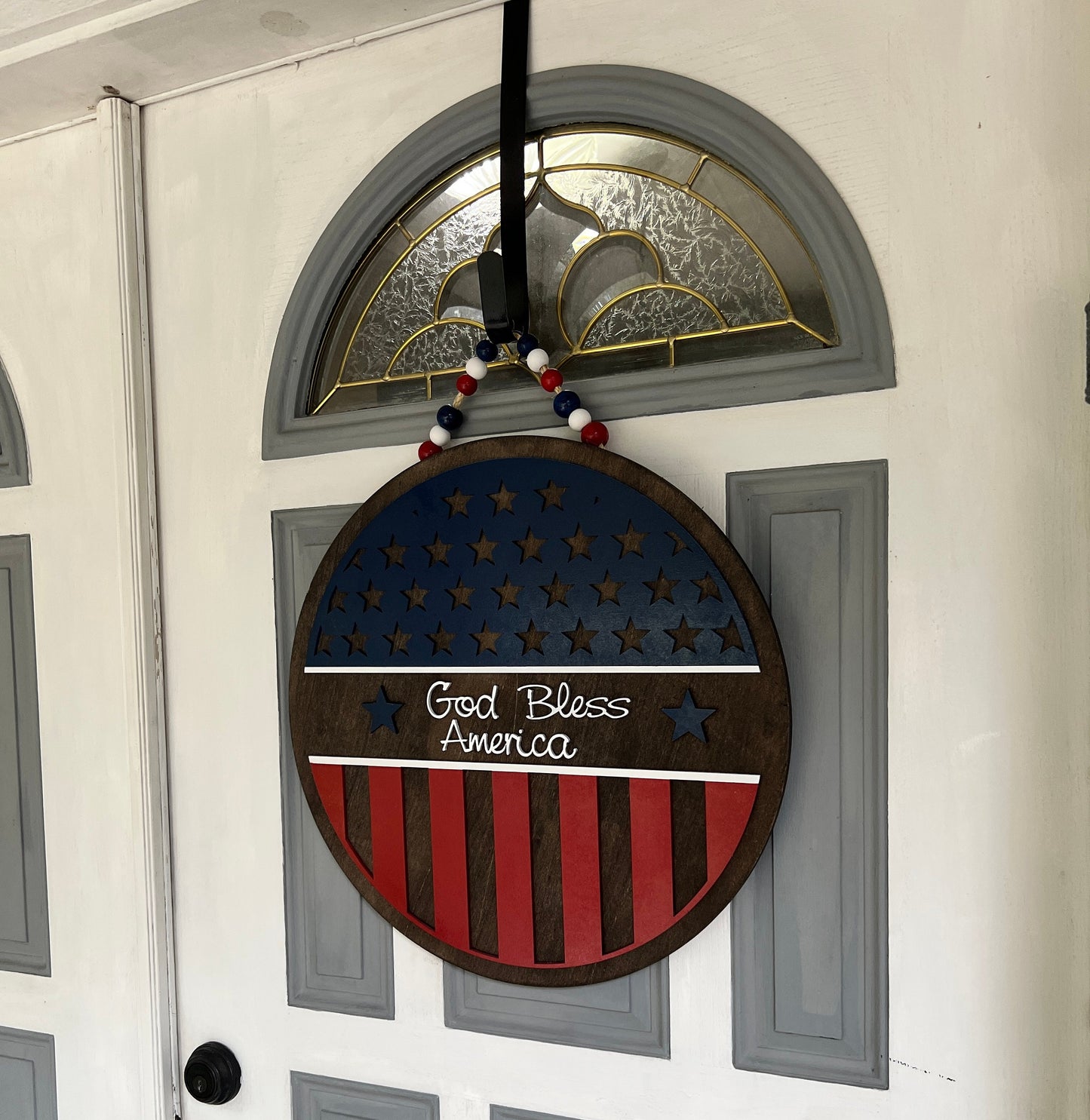 Patriotic Door Hanger God Bless America Wall Art