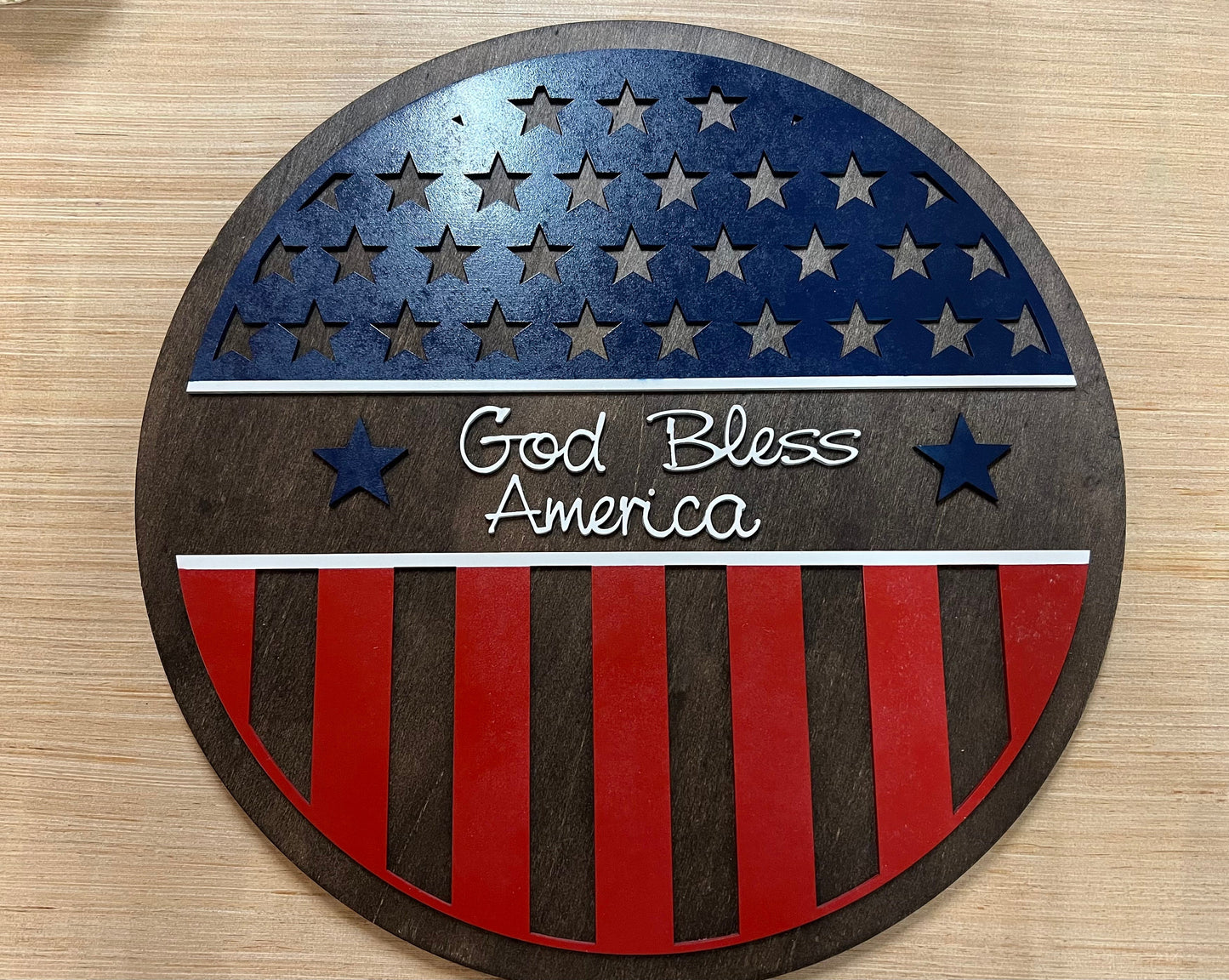Patriotic Door Hanger God Bless America Wall Art
