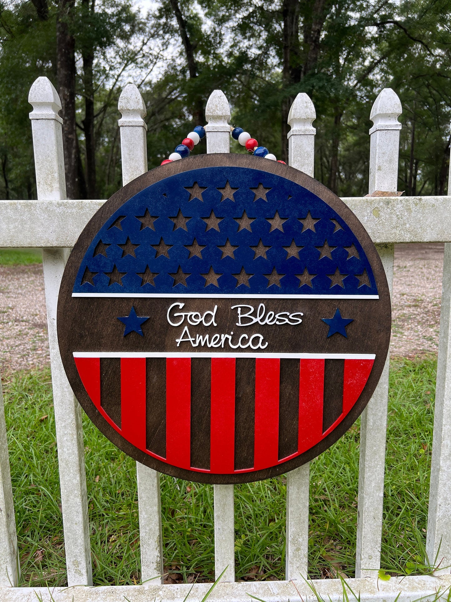 Patriotic Door Hanger God Bless America Wall Art