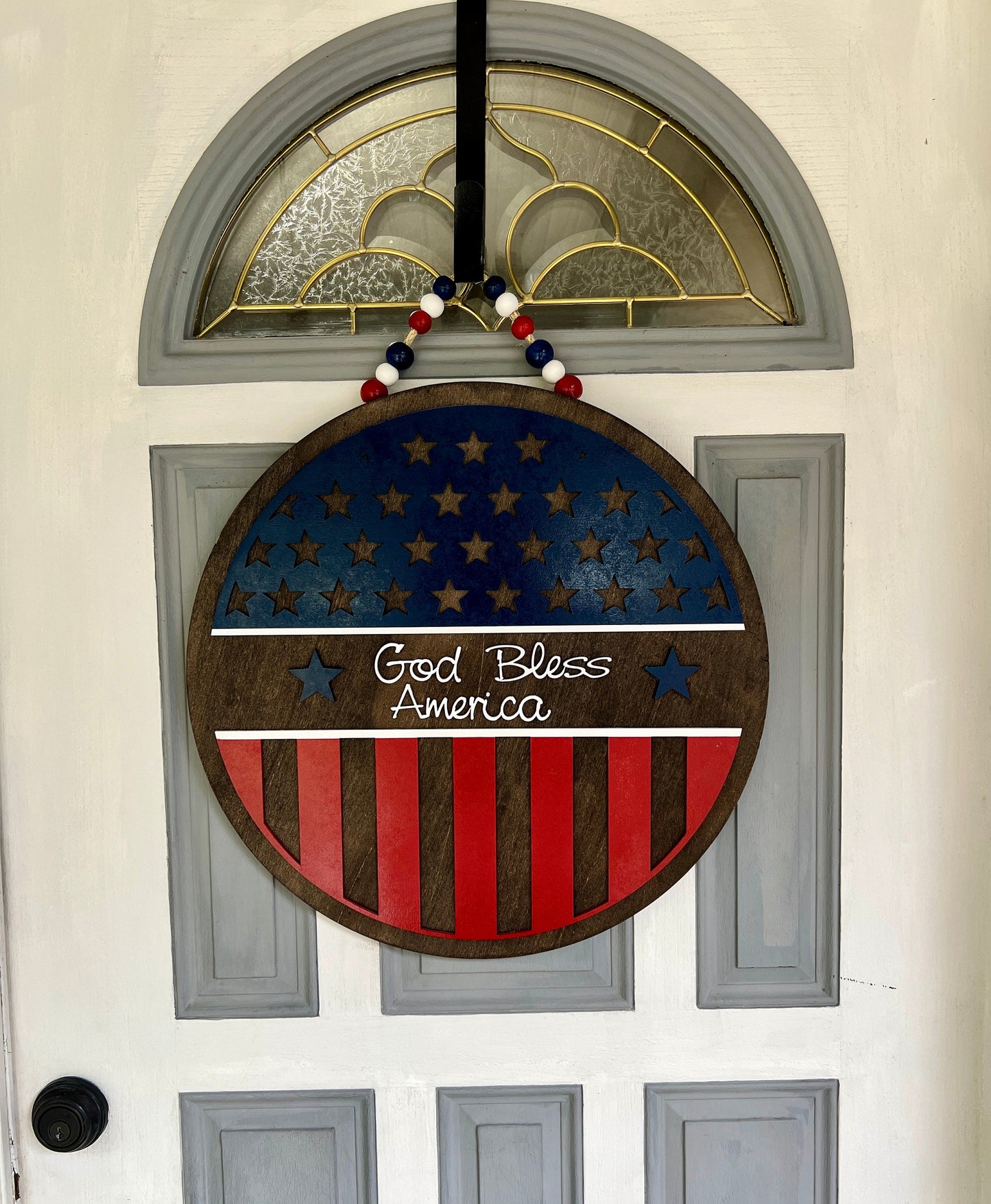 Patriotic Door Hanger God Bless America Wall Art